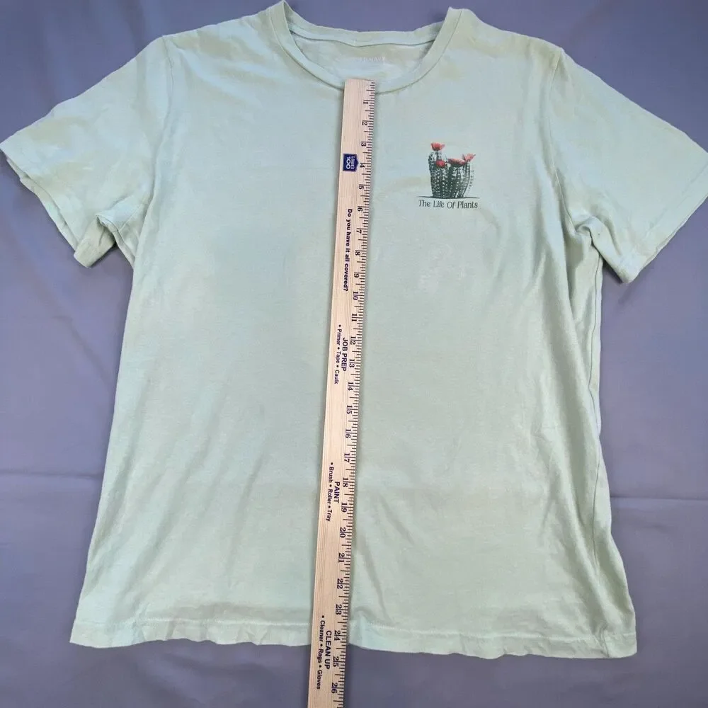 The Life Of Plants Mens Cactus Graphic T-Shirt Short Sleeve Sage Light Green L